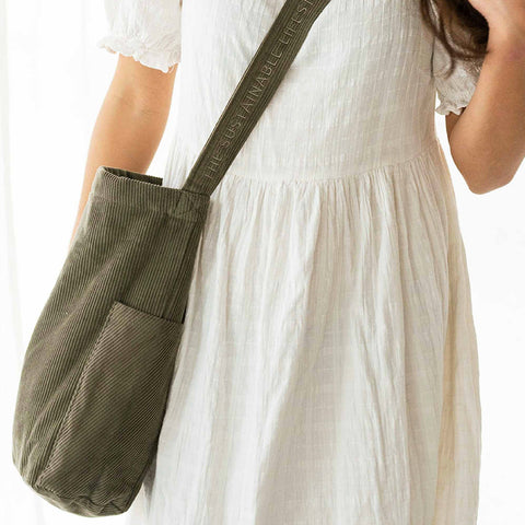 Shopping taske af fløjl - Mati - Khaki