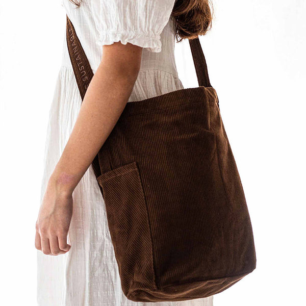 Shopping taske af fløjl - Mati - Brown