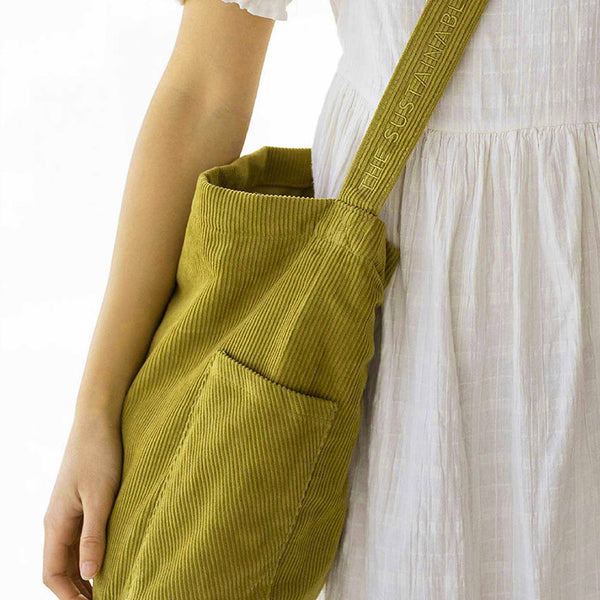 Shopping taske af fløjl - Mati - Olive