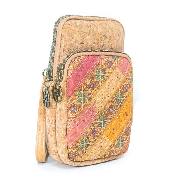 Crossbody taske til mobil og kort - Vegansk - rosa/gul