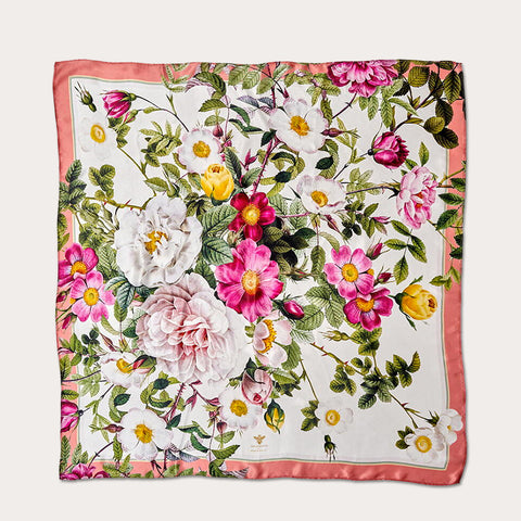 Silketørklæde 90 cm - Koustrup & Co. - Rosa/Fersken JL  Rose Flower Garden