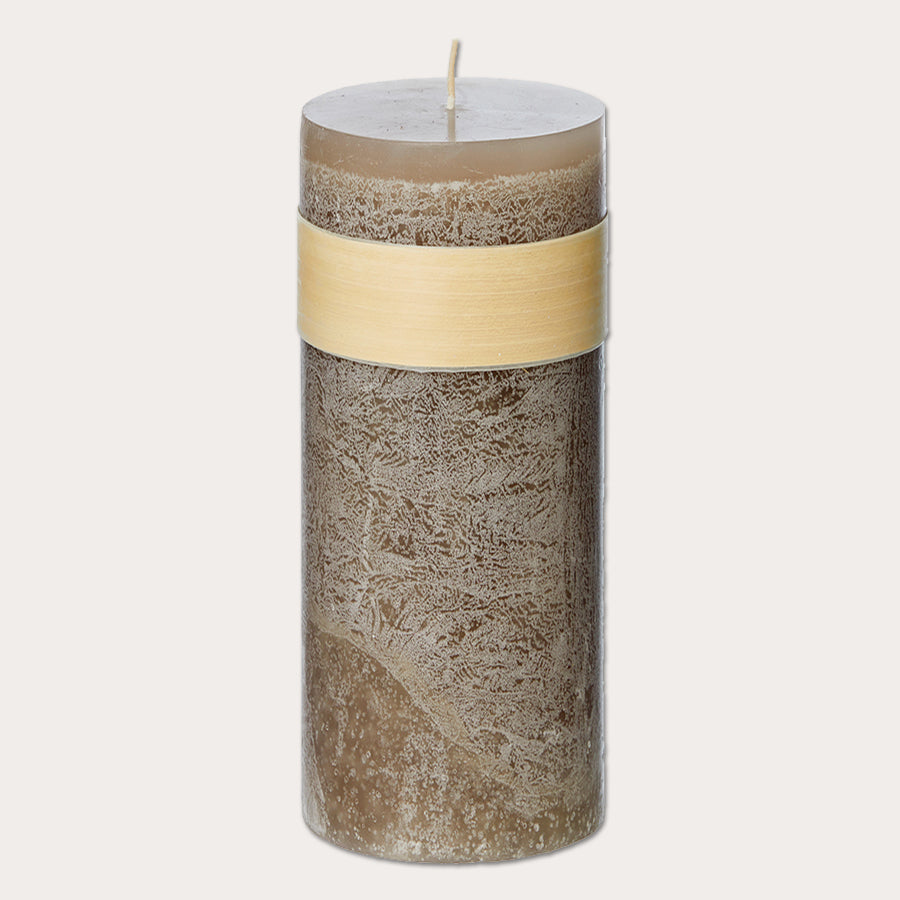 Bloklys, Vance Kitira Timber® lys, 23 cm, Taupe