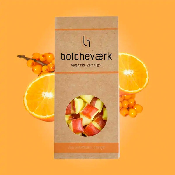 Bolcheværk - sukkerfri bolcher - smag af Havtorn & Appelsin
