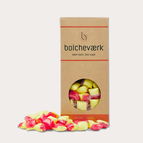Bolcheværk - sukkerfri bolcher - smag af Rabarber & Vanilje