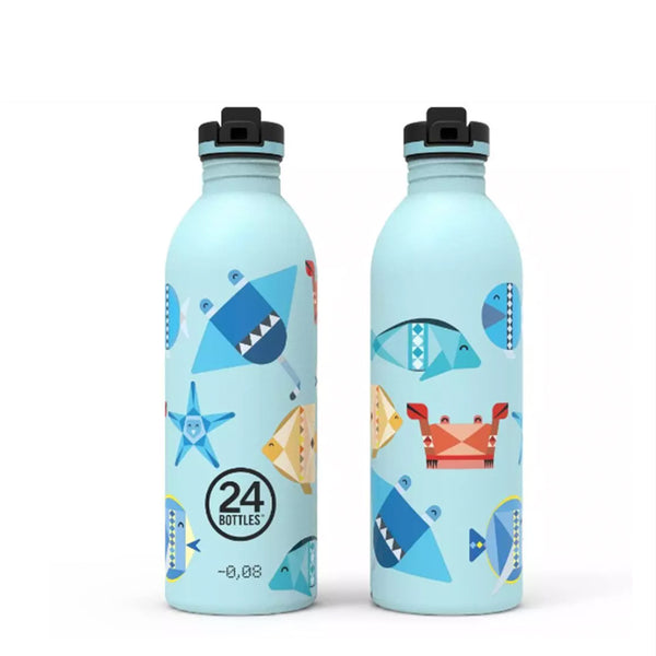 24Bottles Urban Kids drikkeflaske med sportslåg - Sea Friends - 500 ml