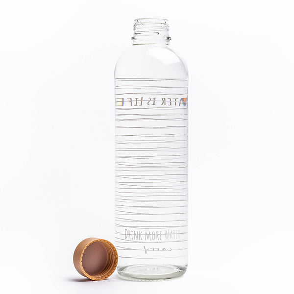 Drikkeflaske i glas - WATER IS LIFE - 1000 ml