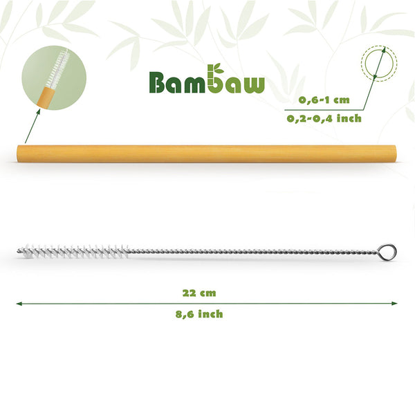 Bambus sugerør, 12 stk i æske + børste
