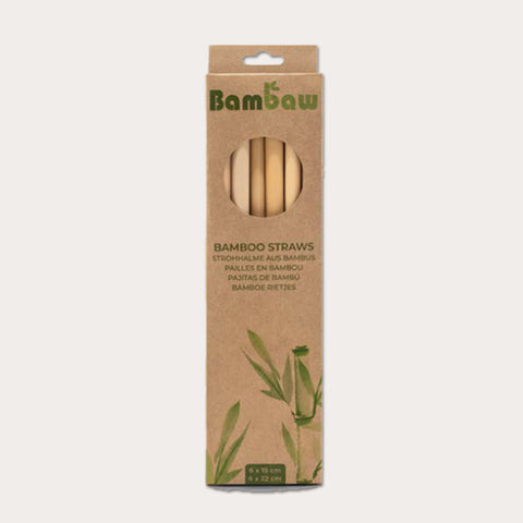Bambus sugerør, 6 stk lange, 6 stk korte + børste