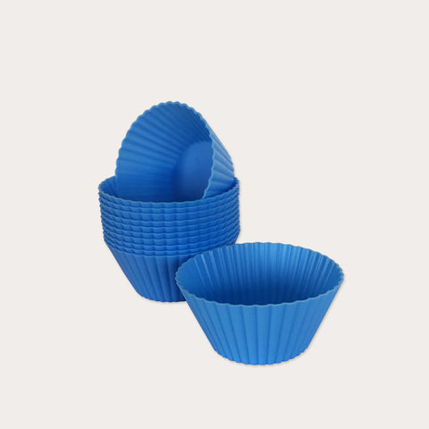 Muffinform silikone 12 stk - almindelig str. - Blå