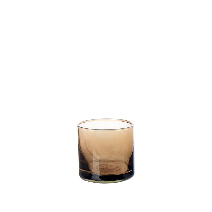 Vase / Lysestage af genbrugsglas - Valencia Glas H9 cm Cognac